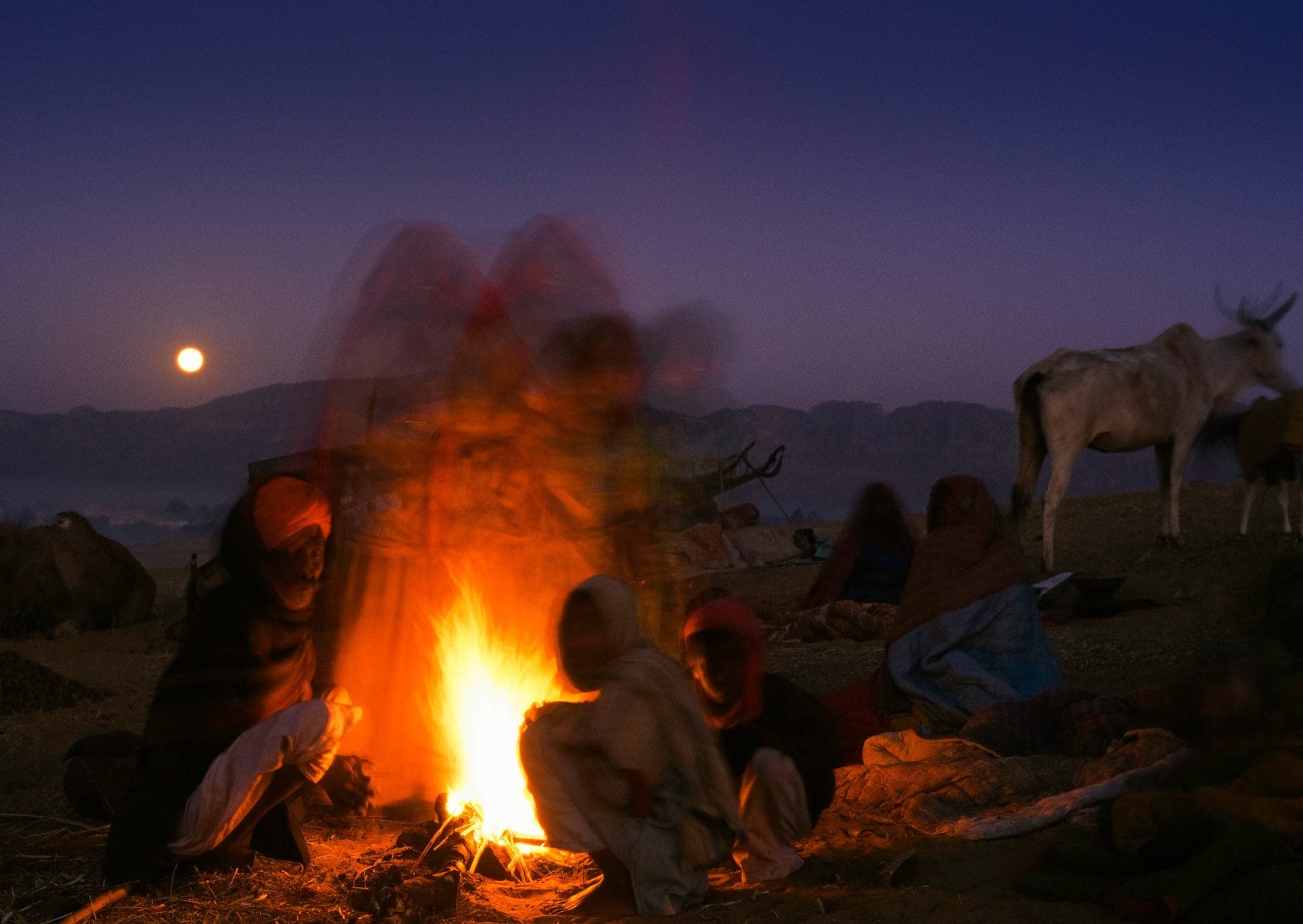 Tribal Lands At Night - India 1978 Photograph